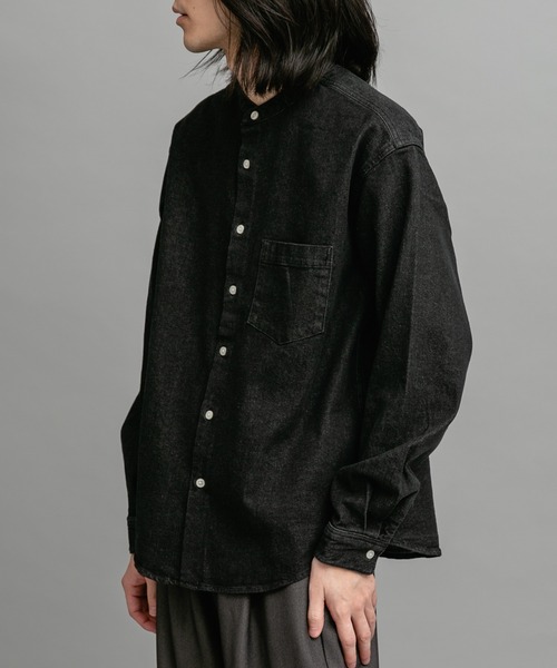 URBAN RESEARCH Sonny Label（アーバンリサーチサニーレーベル）の「10オンスデニムバンドカラーシャツ（シャツ/ブラウス・メンズ・ブラック/インディゴブルー・MEDIUM/LARGE）」の8枚目の写真