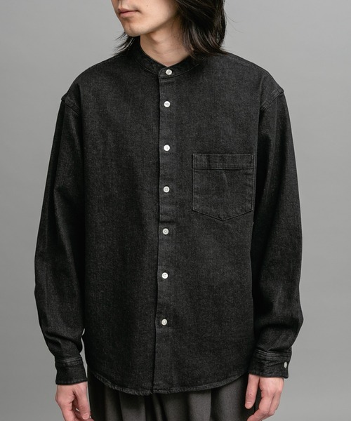 URBAN RESEARCH Sonny Label（アーバンリサーチサニーレーベル）の「10オンスデニムバンドカラーシャツ（シャツ/ブラウス・メンズ・ブラック/インディゴブルー・MEDIUM/LARGE）」の13枚目の写真
