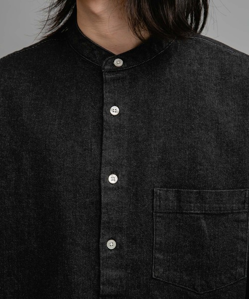 URBAN RESEARCH Sonny Label（アーバンリサーチサニーレーベル）の「10オンスデニムバンドカラーシャツ（シャツ/ブラウス・メンズ・ブラック/インディゴブルー・MEDIUM/LARGE）」の16枚目の写真