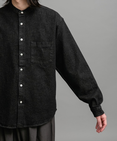 URBAN RESEARCH Sonny Label（アーバンリサーチサニーレーベル）の「10オンスデニムバンドカラーシャツ（シャツ/ブラウス・メンズ・ブラック/インディゴブルー・MEDIUM/LARGE）」の17枚目の写真