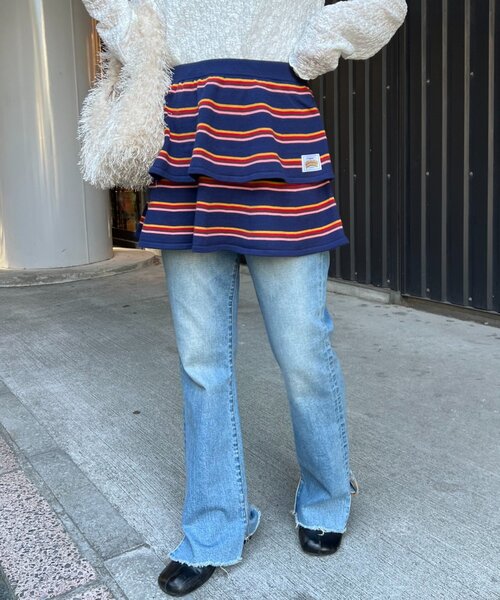 HELLO.SANFRANCISCO（ハローサンフランシスコ）の「【HELLO.SANFRANCISCO】マルチボーダーニットミニスカート（スカート・レディース・ピンク/ネイビー/イエロー・ONE SIZE）」の10枚目の写真