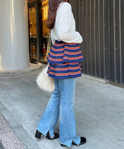 HELLO.SANFRANCISCO（ハローサンフランシスコ）の「【HELLO.SANFRANCISCO】マルチボーダーニットミニスカート（スカート・レディース・ピンク/ネイビー/イエロー・ONE SIZE）」の18枚目の写真