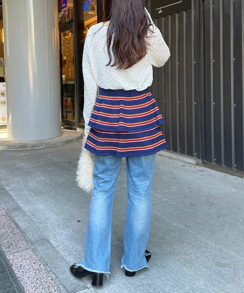 HELLO.SANFRANCISCO（ハローサンフランシスコ）の「【HELLO.SANFRANCISCO】マルチボーダーニットミニスカート（スカート・レディース・ピンク/ネイビー/イエロー・ONE SIZE）」の19枚目の写真