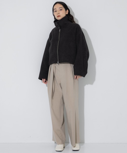 STUDIOUS(ステュディオス)の「【STUDIOUS/ステュディオス】Stand Collar Wool Blouson/スタンドカラーウールブルゾン/ショートコート(ブルゾン・レディース・グレー/ライトベージュ/ダークグレー・FREE)」の11枚目の写真