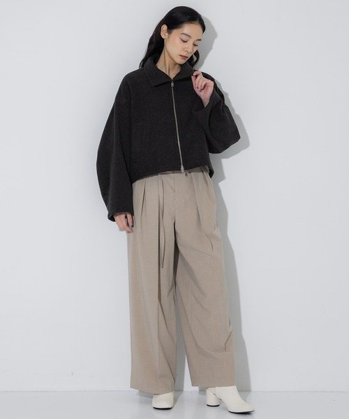 STUDIOUS(ステュディオス)の「【STUDIOUS/ステュディオス】Stand Collar Wool Blouson/スタンドカラーウールブルゾン/ショートコート(ブルゾン・レディース・グレー/ライトベージュ/ダークグレー・FREE)」の13枚目の写真