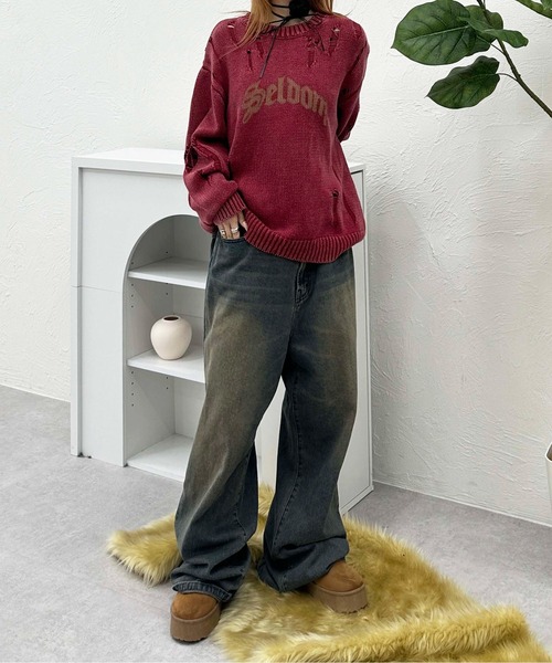 ピグメントダメージニット（ニット/セーター）｜sedacle（セダクル）