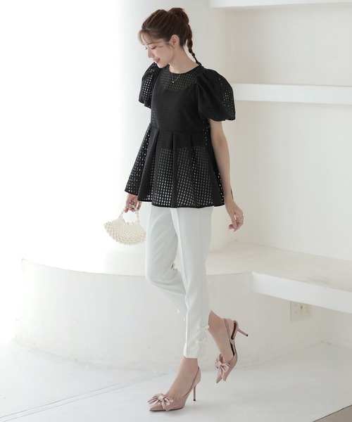 MERAKI(メラキ)の「サイドリボンパンツ(その他パンツ・レディース・ホワイト/ブラック/ミント/ブルー/ピンク・M/L/S)」の7枚目の写真