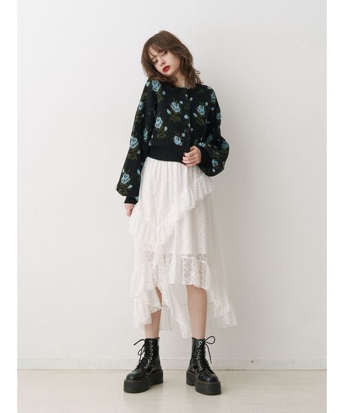 jouetie(ジュエティ)の「フラワーパターン2WAYニットカーディガン(カーディガン/ボレロ・レディース・ブラック/グレー/アイボリー・MEDIUM)」の4枚目の写真