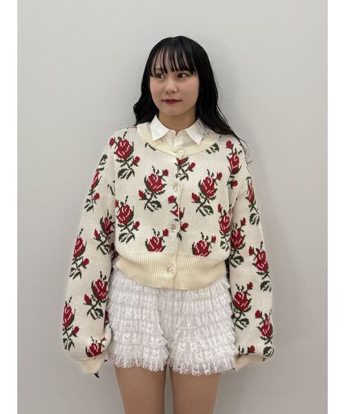 jouetie(ジュエティ)の「フラワーパターン2WAYニットカーディガン(カーディガン/ボレロ・レディース・ブラック/グレー/アイボリー・MEDIUM)」の20枚目の写真