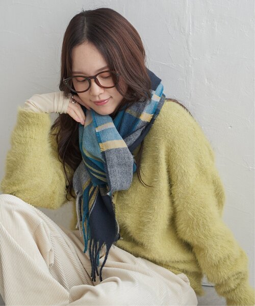LBC（エルビーシー）の「チェックストール（ストール/ショール・レディース・グリーン系/ブルー系/イエロー系/レッド系・FREE）」の2枚目の写真