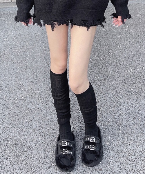 c.u.l（シーユーエル）の「シアーリブ切り替え ルーズニーハイソックス cula1059（ソックス/靴下・レディース・ブラック/アイボリー/ライトピンク/グレー/ブラウン/ライトグレー/ピンク/ホワイト/ベージュ・FREE）」の15枚目の写真