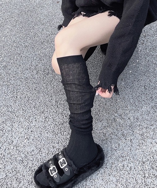 c.u.l（シーユーエル）の「シアーリブ切り替え ルーズニーハイソックス cula1059（ソックス/靴下・レディース・ブラック/アイボリー/ライトピンク/グレー/ブラウン/ライトグレー/ピンク/ホワイト/ベージュ・FREE）」の16枚目の写真