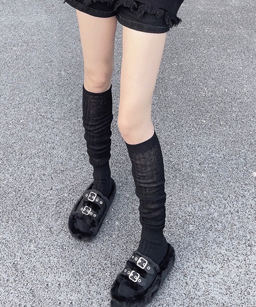 c.u.l（シーユーエル）の「シアーリブ切り替え ルーズニーハイソックス cula1059（ソックス/靴下・レディース・ブラック/アイボリー/ライトピンク/グレー/ブラウン/ライトグレー/ピンク/ホワイト/ベージュ・FREE）」の18枚目の写真