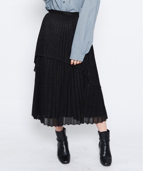 【セール】【spiritoso】ラメ生地 ティアードプリーツスカート（スカート）｜spiritoso（スピリトーゾ）