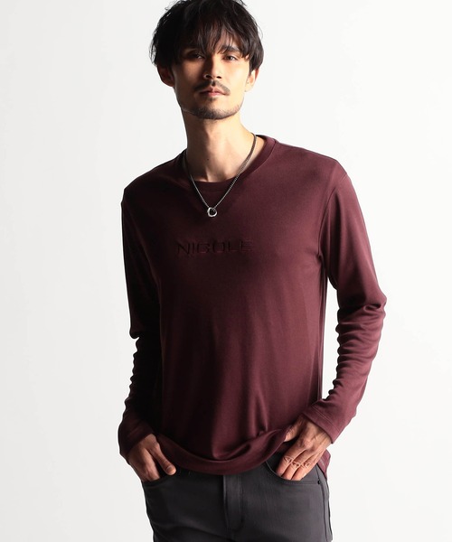 NICOLE CLUB FOR MEN（ニコルクラブフォーメン）の「ロゴ刺繍長袖Tシャツ（Tシャツ/カットソー・メンズ・オフホワイト/アッシュグレー/ブラック/ボルドー・MEDIUM/LARGE/X-LARGE）」の4枚目の写真