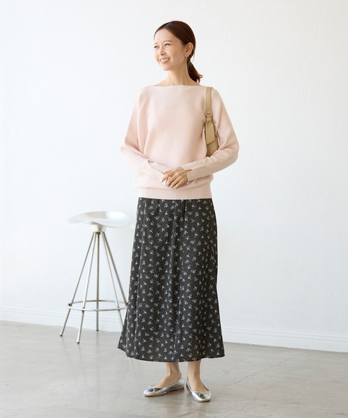 ROPE' PICNIC(ロペピクニック)の「小花柄セミフレアロングスカート(スカート・レディース・ブラック/オフホワイト・38)」の7枚目の写真