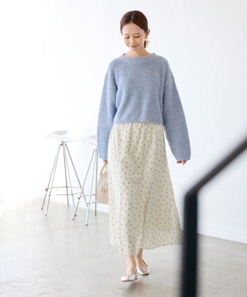 ROPE' PICNIC(ロペピクニック)の「小花柄セミフレアロングスカート(スカート・レディース・ブラック/オフホワイト・38)」の10枚目の写真