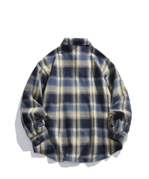 B'day（ビーデイ）の「【 B'day / ビーデー 】オーバーサイズ ソフトネル レトロチェックシャツ（シャツ/ブラウス・メンズ・グリーン/オレンジ/ネイビー・MEDIUM/LARGE）」の11枚目の写真