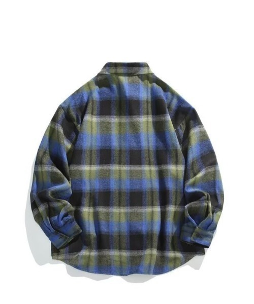 B'day（ビーデイ）の「【 B'day / ビーデー 】オーバーサイズ ソフトネル レトロチェックシャツ（シャツ/ブラウス・メンズ・グリーン/オレンジ/ネイビー・MEDIUM/LARGE）」の13枚目の写真