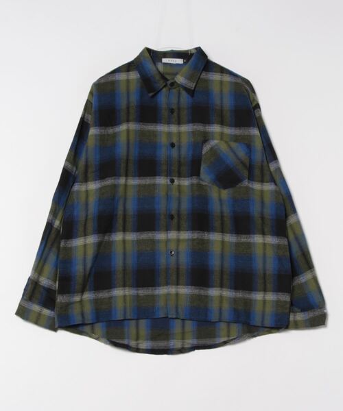 B'day（ビーデイ）の「【 B'day / ビーデー 】オーバーサイズ ソフトネル レトロチェックシャツ（シャツ/ブラウス・メンズ・グリーン/オレンジ/ネイビー・MEDIUM/LARGE）」の7枚目の写真