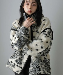 キャリー　アウター　ペイズリー柄 セール】mj8964-ペイズリー柄ボアジャケット（その他アウター