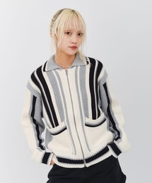 atmos pink Stripe Knit Cardigan / アトモス ピンク ストライプ ニット カーディガン