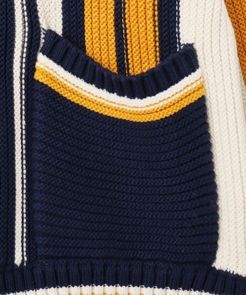 atmos pink（アトモスピンク）の「atmos pink Stripe Knit Cardigan / アトモス ピンク ストライプ ニット カーディガン（カーディガン/ボレロ・レディース・ネイビー/イエロー/グレー・FREE）」の10枚目の写真