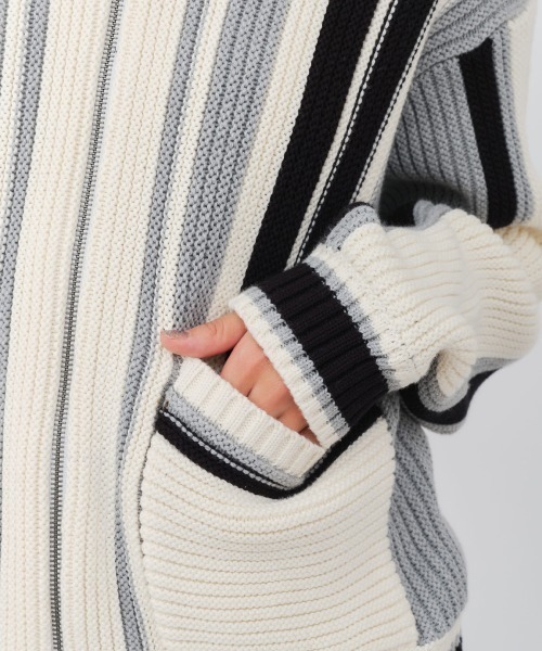 カーディガン atmos pink Stripe Knit Cardigan / アトモス ピンク ストライプ ニット カーディガン レディース セール】atmos pink Stripe Knit Cardigan / アトモス ピンク