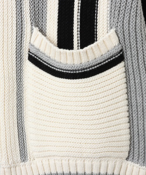 atmos pink（アトモスピンク）の「atmos pink Stripe Knit Cardigan / アトモス ピンク ストライプ ニット カーディガン（カーディガン/ボレロ・レディース・ネイビー/イエロー/グレー・FREE）」の19枚目の写真