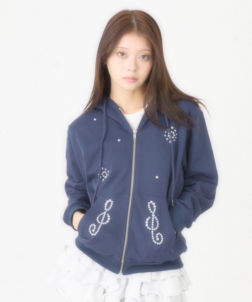 fcmm ジップアップフーディー ネイビー 日本限定】STUD ZIP UP HOODIE/スタッズジップアップフーディ