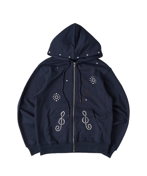 fcmm ジップアップフーディー　ネイビー 日本限定】STUD ZIP UP HOODIE/スタッズジップアップフーディ