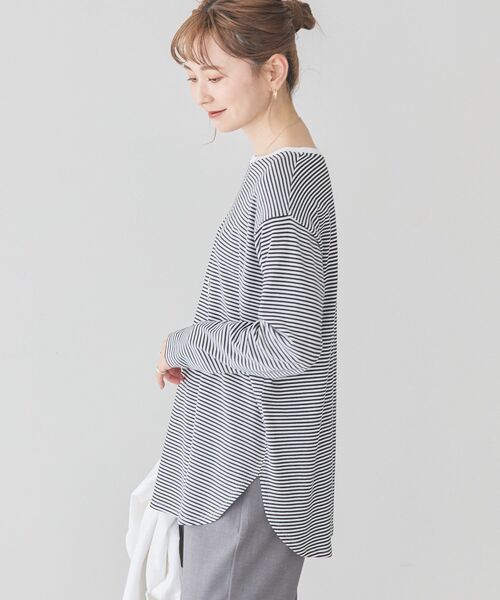 AMERICAN HOLIC(アメリカンホリック)の「クルーネックロングカットプルオーバー(Tシャツ/カットソー・レディース・チャコールグレー/その他7/ブラック系その他4/オフホワイト・M/L)」の8枚目の写真