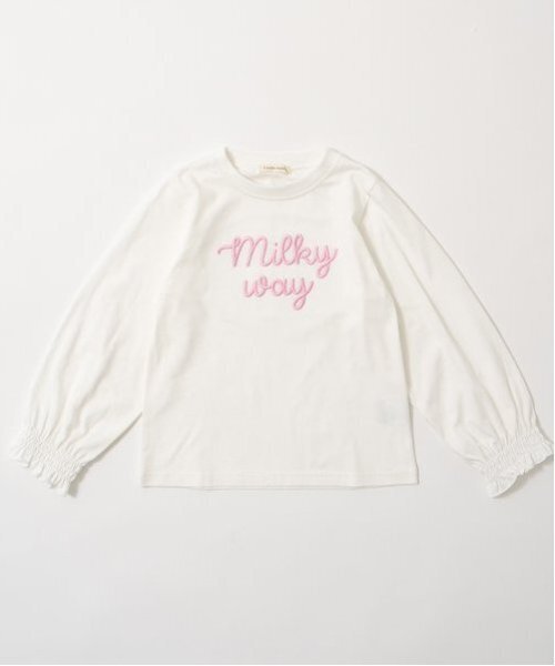 Lycee mine（リセマイン）の「【ソフトコットン】ロゴ刺しゅうボリュームスリーブトップス（Tシャツ/カットソー・キッズ・ブラック/オフホワイト/ライトピンク/ライトグリーン/ラベンダー・150cm/110cm/100cm/120cm/130cm/140cm）」の19枚目の写真