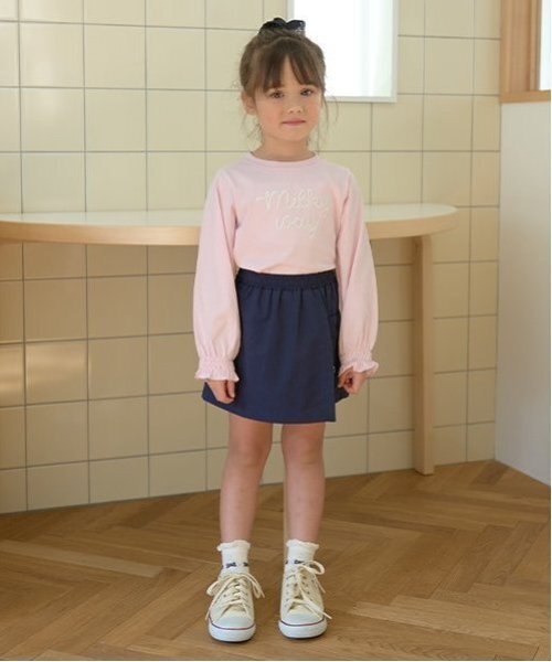 Lycee mine（リセマイン）の「【ソフトコットン】ロゴ刺しゅうボリュームスリーブトップス（Tシャツ/カットソー・キッズ・ブラック/オフホワイト/ライトピンク/ライトグリーン/ラベンダー・150cm/110cm/100cm/120cm/130cm/140cm）」の21枚目の写真