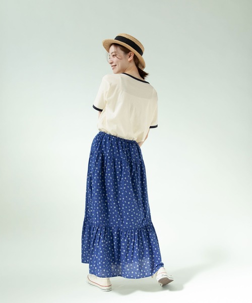 PAR ICI(パーリッシィ)の「小花柄抜染 ギャザースカート(スカート・レディース・ブルー/ブラック・FREE)」の14枚目の写真