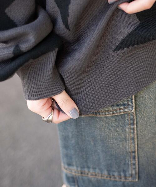 WEGO（ウィゴー）の「WEGO/スタージャガードニットプルオーバー（ニット/セーター・レディース・ダークグレー/ホワイト・FREE）」の7枚目の写真