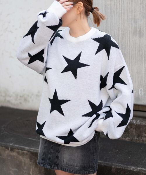 WEGO（ウィゴー）の「WEGO/スタージャガードニットプルオーバー（ニット/セーター・レディース・ダークグレー/ホワイト・FREE）」の9枚目の写真