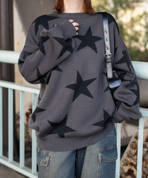 WEGO（ウィゴー）の「WEGO/スタージャガードニットプルオーバー（ニット/セーター・レディース・ダークグレー/ホワイト・FREE）」の12枚目の写真