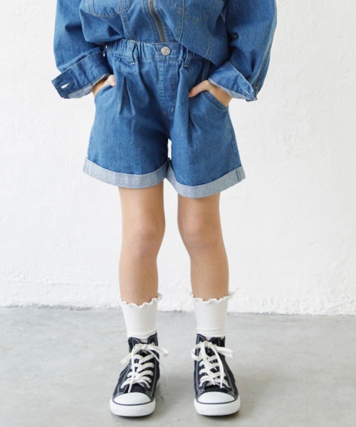 EDWIN(エドウィン)の「【Ou? by EDWIN】デニムショートパンツ(デニムパンツ・キッズ・サックスブルー/ブルー・90/100/110/120/130/140/150)」の2枚目の写真