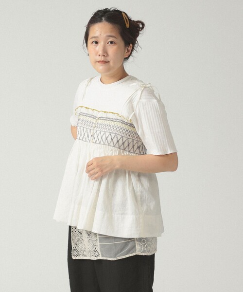 BEAMS BOY（ビームスボーイ）の「シャーリング キャミソール（キャミソール・レディース・ホワイト系その他7/ブラック・ONE SIZE）」の12枚目の写真