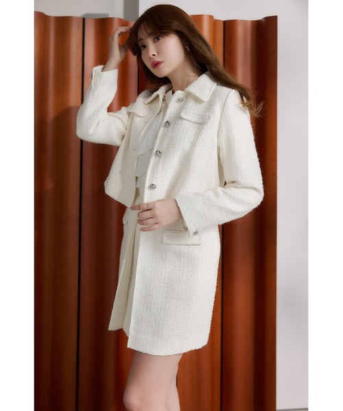 ecru] Shimmer Tweed Jacket