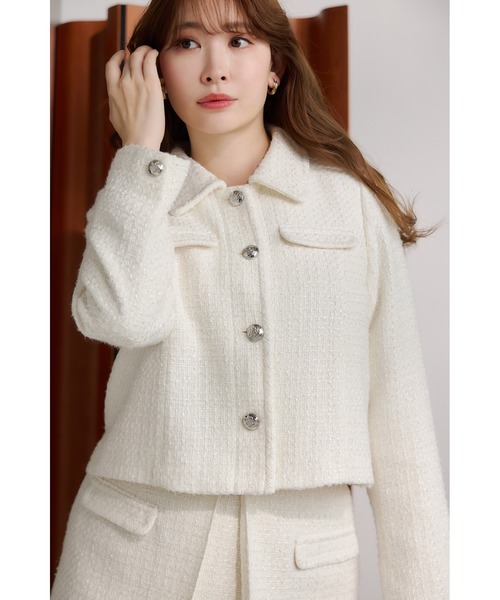ジャケット・アウター Shimmer Tweed Jacket Shimmer Tweed Jacket（ノーカラージャケット）｜Her lip to
