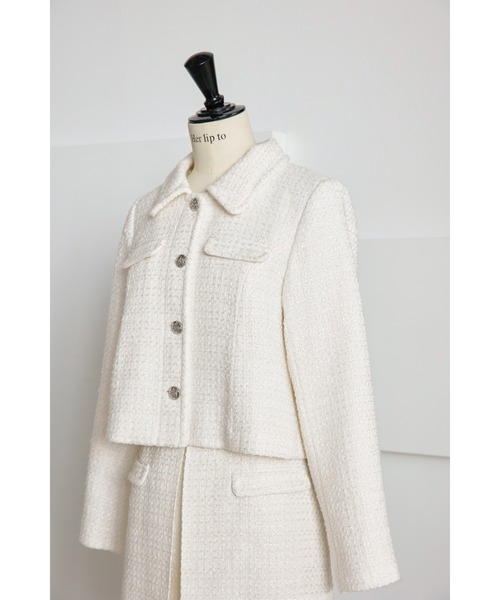ジャケット・アウター herlipto/Wool-Blend Fancy Tweed Jacket Shimmer Tweed Jacket（ノーカラージャケット）｜Her lip to