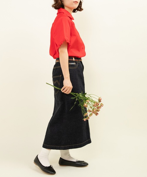 CHILD WOMAN（チャイルドウーマン）の「FINXブロード/綿ローン フリル丸襟半袖ブラウス（シャツ/ブラウス・レディース・ホワイト/レッド/サックスブルー/その他・FREE）」の9枚目の写真