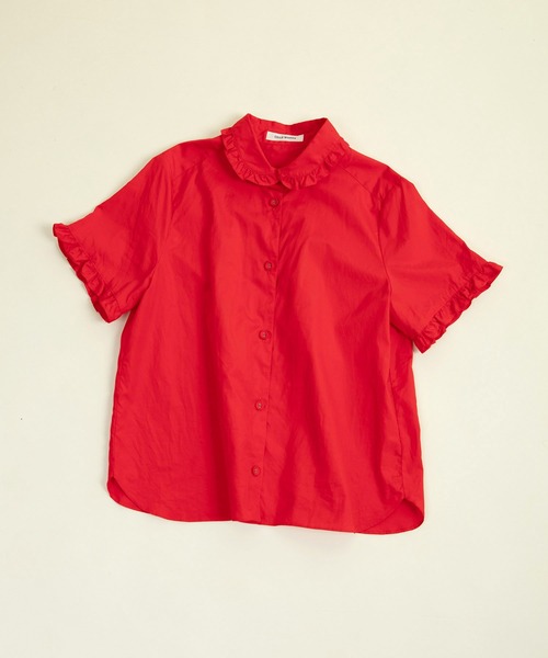 CHILD WOMAN（チャイルドウーマン）の「FINXブロード/綿ローン フリル丸襟半袖ブラウス（シャツ/ブラウス・レディース・ホワイト/レッド/サックスブルー/その他・FREE）」の11枚目の写真