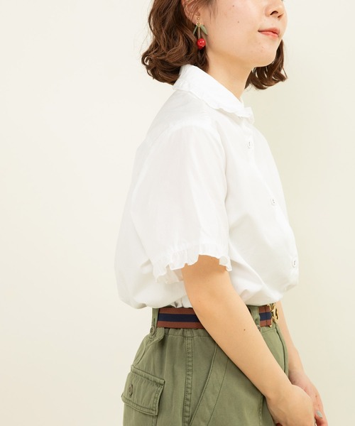 CHILD WOMAN（チャイルドウーマン）の「FINXブロード/綿ローン フリル丸襟半袖ブラウス（シャツ/ブラウス・レディース・ホワイト/レッド/サックスブルー/その他・FREE）」の17枚目の写真