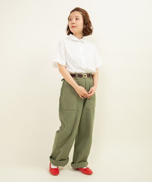 CHILD WOMAN（チャイルドウーマン）の「FINXブロード/綿ローン フリル丸襟半袖ブラウス（シャツ/ブラウス・レディース・ホワイト/レッド/サックスブルー/その他・FREE）」の19枚目の写真