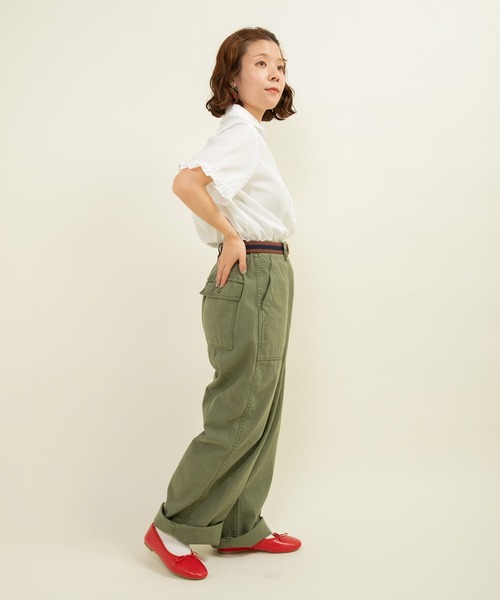 CHILD WOMAN（チャイルドウーマン）の「FINXブロード/綿ローン フリル丸襟半袖ブラウス（シャツ/ブラウス・レディース・ホワイト/レッド/サックスブルー/その他・FREE）」の20枚目の写真