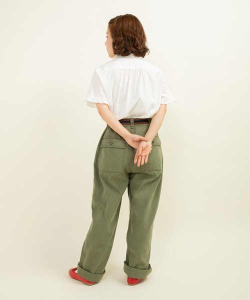 CHILD WOMAN（チャイルドウーマン）の「FINXブロード/綿ローン フリル丸襟半袖ブラウス（シャツ/ブラウス・レディース・ホワイト/レッド/サックスブルー/その他・FREE）」の21枚目の写真