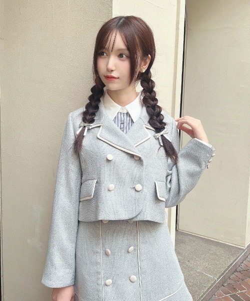 F i.n.t（フィント）の「パイピングツイードジャケットセットアップ（セットアップ・レディース・ライトブルー/ライトベージュ・FREE）」の22枚目の写真